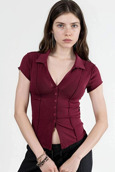 Hiccup BUSEM Πλεκτό πουκάμισο με κουμπιά και κοντό μανίκι με υφή