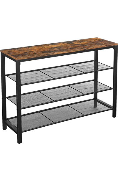 VASAGLE Raft pentru pantofi cu 3 polite, 100x30x72cm, otel, stil industrial, ...