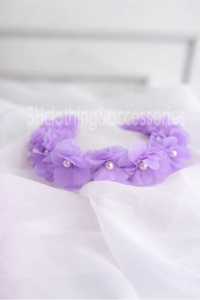 SHClothing accessories Kız Çocuk Çiçekli İncili Taç Toka