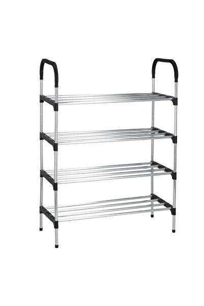 Brius Suport pentru pantofi, 4 rafturi, cadru metalic, 84x28x60cm, negru si a...