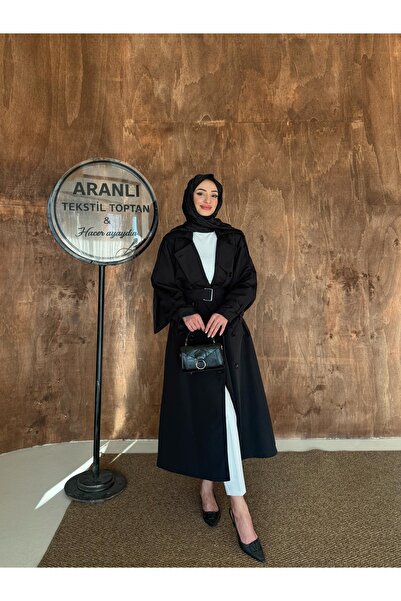 hacer ayaydın Γυναικεία καμπαρντίνα με διπλό γιακά, φορητή ζώνη και κουμπιά