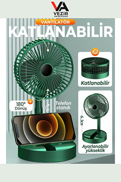 Super Katlanabilir USB Şarjlı Vantilatör | Taşınabilir Ayarlanabilir Sessiz M...