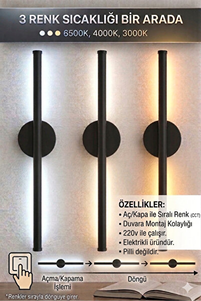 HF DESIGNER 3 RENK (VİDEOLU ÜRÜN) Modern Dekoratif LED APLİK 66cm , ELEKTRİKL...