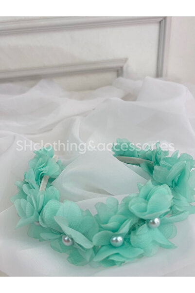 SHClothing accessories Kız Çocuk Çiçekli İncili Taç Toka