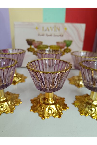 DEKOR ZÜCCACİYE HOME Lavin 6-Piece Glass Purple Mini Turkish Delight Bowl