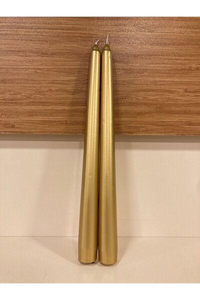 PLUS HOME MUM 2'Lİ ŞAMDAN MUMU RENK ALTIN YÜKSEKLİK 25 CM