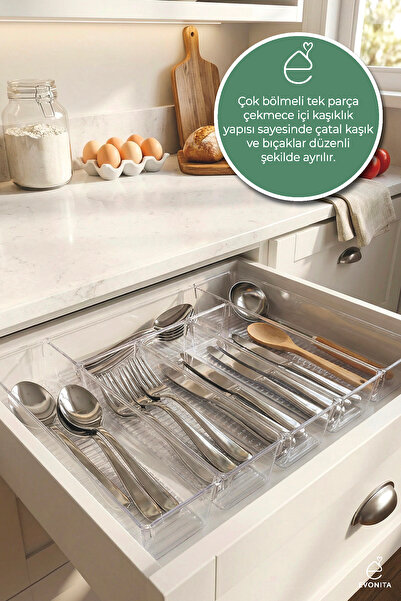 EVONİTA Σετ οργάνωσης μαχαιροπίρουνων για συρτάρι 6 τεμαχίων Διαφανές διαχωρι...