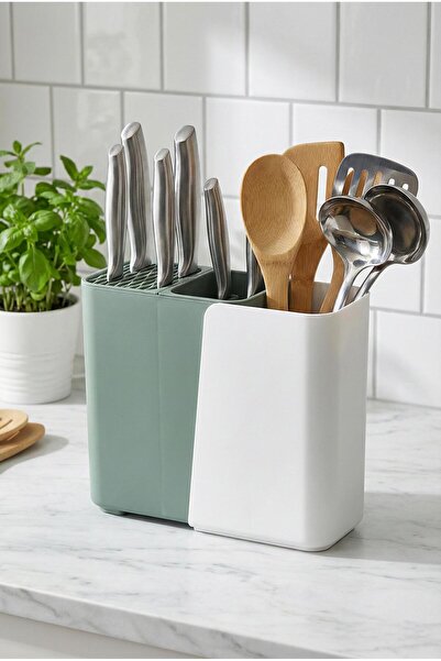 Depa Green Sliding Upright Spoon Holder & Functional Knife Holder and Kitchen...