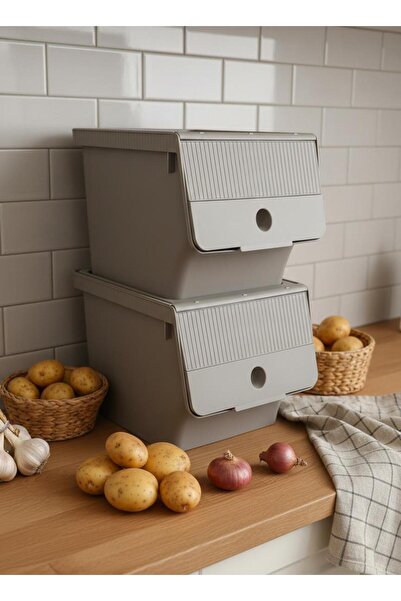 Depa Vizon 2'Li 13,5 LT Modubox Kayar Kapaklı Saklama Kabı & Patates Soğan Ko...