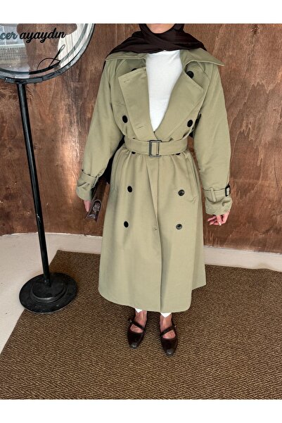 Aranlı tekstil Γυναικεία καμπαρντίνα με διπλό γιακά, φορητή ζώνη και κουμπιά