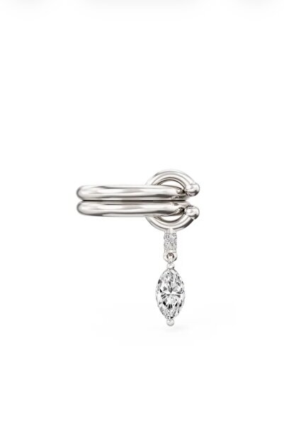 gaila design Gümüş Renk Taş Detaylı Sallantılı Earcuff Kıkırdak Küpe