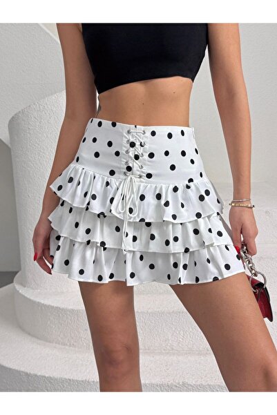 S&A Collectionn Φούστα με στρώσεις και λεπτομέρεια κορσέ, με κορδόνια, πουά, ...