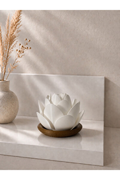 zulya Lotus Çiçeği LED Mumluk – Dekoratif Gece Lambası | Modern Minimal Mumluk