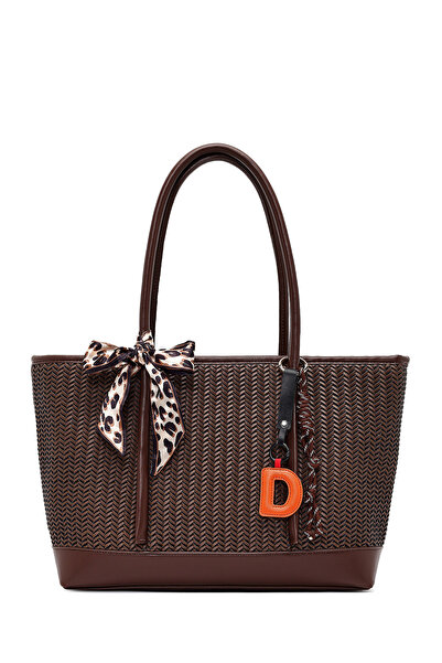 Derimod Women's Brown Braided Charm Shoulder Bag 26Pbd273629