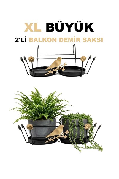 BGA 2'li Balkon Saksı Demiri Bahçe balkon Demir saksı standı çiçek saksı tutu...