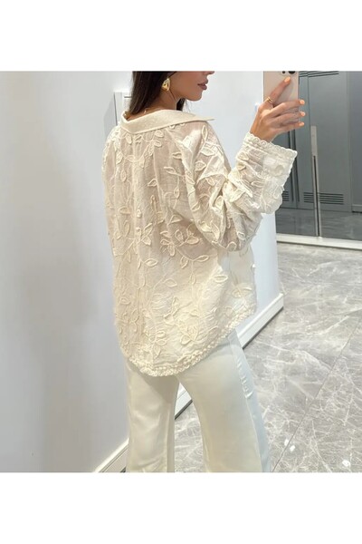 Lavanta Tekstil ΠΟΥΚΑΜΙΣΟ ΜΕ ΛΕΠΤΟΜΕΡΕΙΕΣ ΔΑΝΤΕΛΕΣ