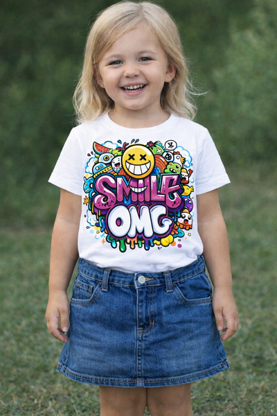 Tiny and Co تي شيرت للأطفال مطبوع عليه Smile OMG مصنوع من القطن بنسبة 100%