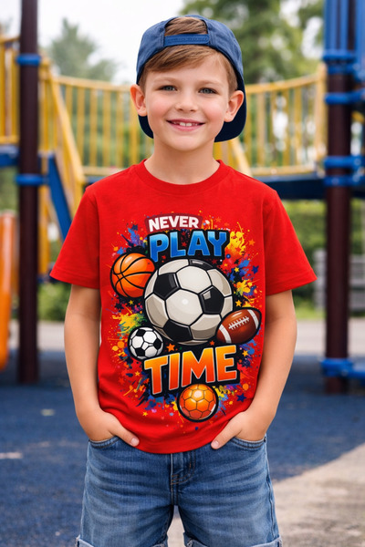 Tiny and Co 100% Cotton Never Play Time Printed Kids T-Shirt