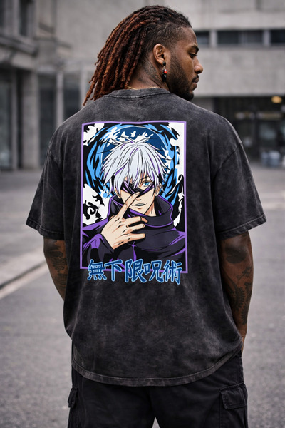 FG KONNİCHİWA Μπλουζάκι με στάμπα του anime Jujutsu Kaisen, μαύρο, unisex, με...