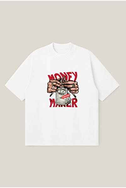 Moon Dancer Money Maker Oversize Boxy Cut Unisex 100% Βαμβακερό T-shirt με στ...