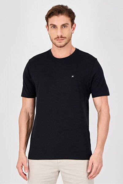883 Police Men Crew Neck Short Sleeve Embroidered Logo T-Shirts, Black