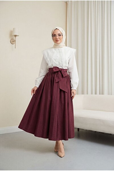 Modamorfo Lace wide collar lace-up sleeve elasticated poplin shirt - white