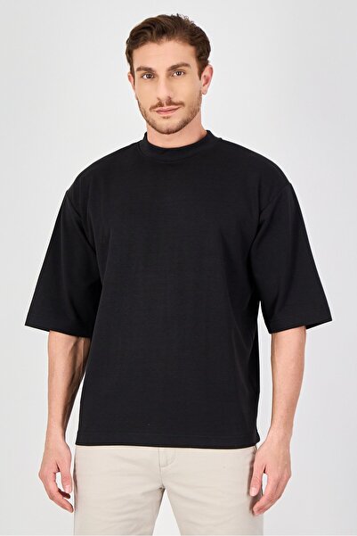 Brave Soul Men Round Neck Short Sleeve Plain T-Shirt, Black