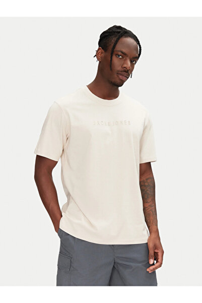 Jack & Jones Jack Jones Jcorecharge Mold Tee Ss Crew Neck Ln Ανδρικό Μπεζ Μπλ...