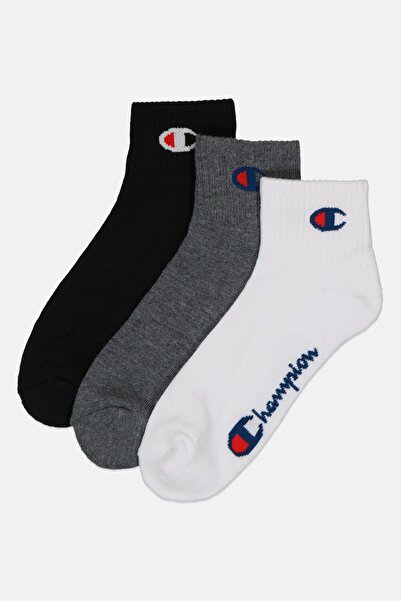 Champion Men 3 Pairs Brand Logo Quarter Socks, Multicolor