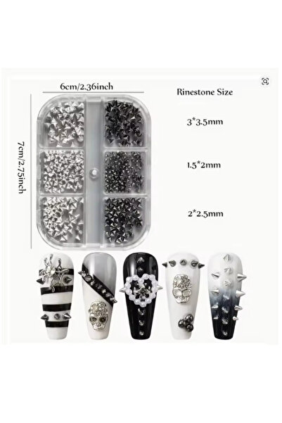 Choice1 AG-52 3D Mini Metal Punk Nail Art Studs Mixed Sizes Gold Black Cone S...