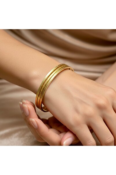 GLSVM 14K Gold Xuping Vip 3lü Ajda Bilezik - Kararmaz Paslanmaz Kadın Bileklik