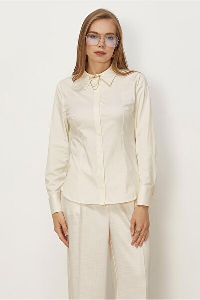 Alvina Shirt Collar Satin Blouse 46529