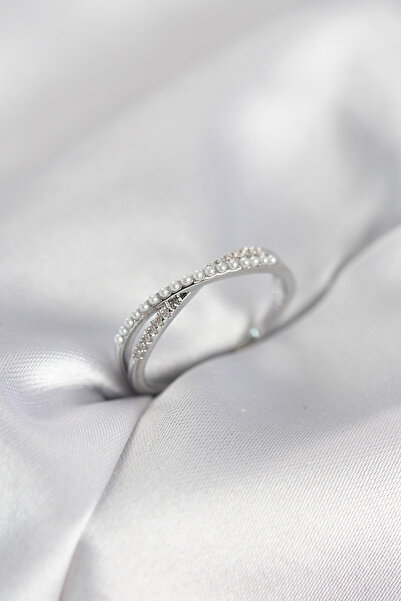 Nehir Stylish Pearl and Zircon Stone Silver Color Women's Ring Teachers Mothe...