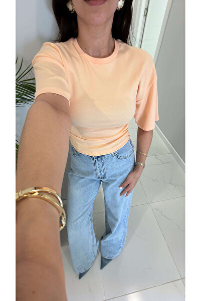 BİRCANÇİL Μπλουζάκι Tods Somon Yarasa με μανίκια με κορδόνια στα πλαϊνά