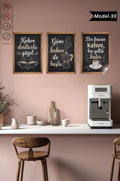 Akıllı Kağıt Statik Tutunma Özellikli Tablo - Poster Kahve Köşesi Diğer (Mode...