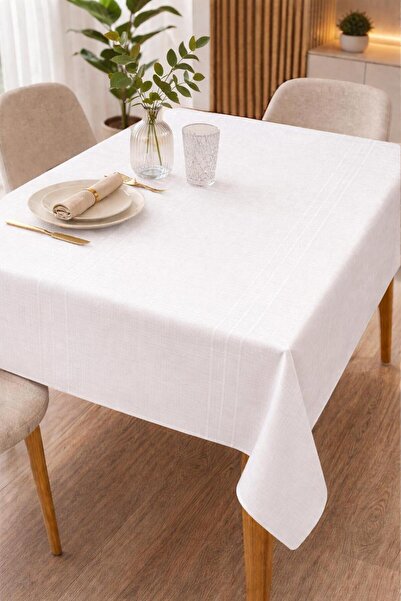 Opia Loom Dertsiz Masa Örtüsü, Leke Tutmaz, Özel Dokulu, Colber, Beyaz Renk, ...