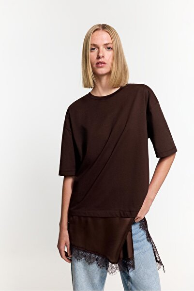 LEFTIES Dantel kenarlı t-shirt