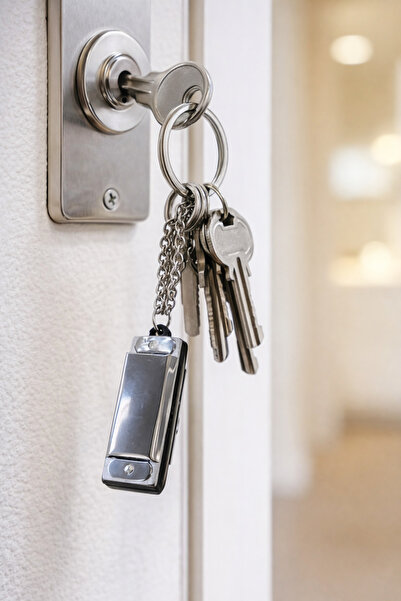 HER ŞEY NOTA www.herseynota.com Γκρι μεταλλικό μπρελόκ Μίζικα Unisex Αξεσουάρ...