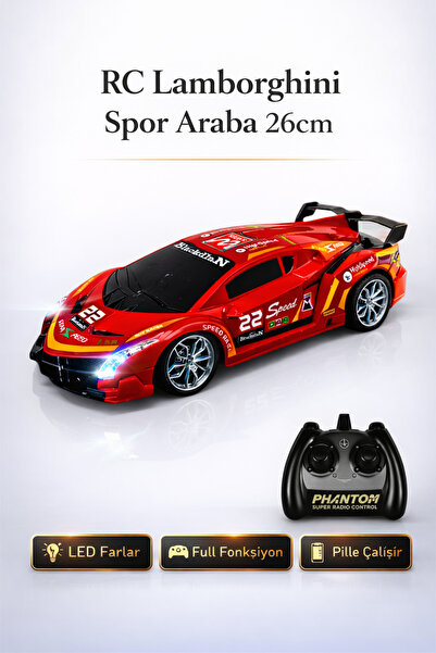 TRENDZONE Uzaktan Kumandalı Pilli LED Işıklı RC Lamborghini Spor Araba 26 cm ...