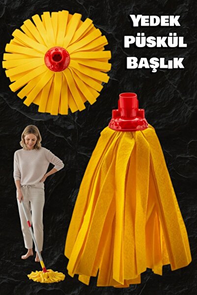 Technow Klasik Sarı Ultra Kalın Mop Paspas Püskül Yedek Başlık 1 Adet