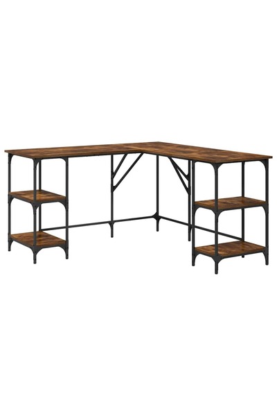 vidaxl Birou, stejar afumat, 139x139x75 cm, lemn prelucrat