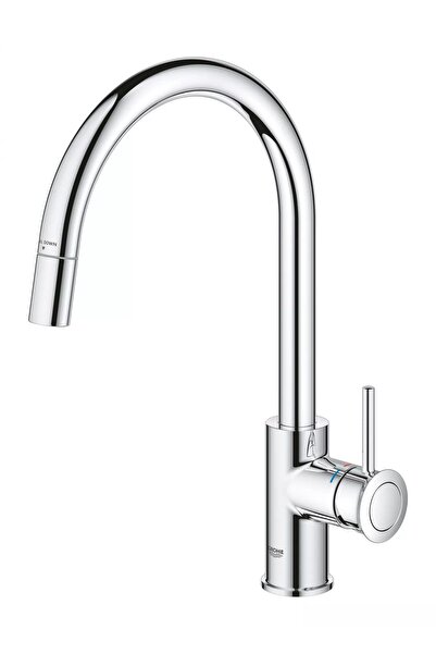 Grohe BauClassic 30573000 βρύση κουζίνας, ψηλή, τύπου C, με αποσπώμενο ντους,...