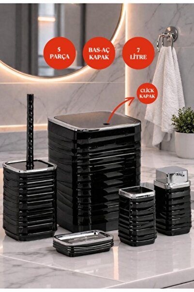 Store HGY Home Black Chrome Detaljan Luna Square 5-dijelni set za kupatilo - ...