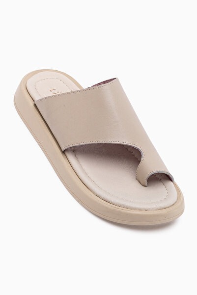 Limoya Σαγιονάρες Lesly από γνήσιο δέρμα σε μπεζ χρώμα