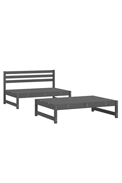 vidaxl Set mobilier relaxare grădină, 2 piese, gri, lemn masiv de pin