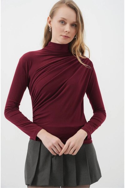 Generic Brand Bluza sa dugim rukavima i poluvisokim ovratnikom