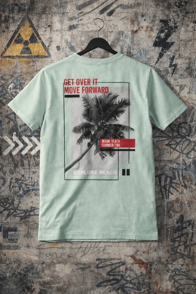 Edwox Tricou din bumbac imprimat cu plajă în fundal Edw908