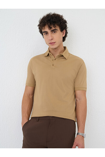 The Souled Store By Styli Men Beige Cotton Blend Pique Polo