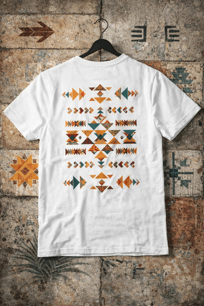 Edwox Βαμβακερό μπλουζάκι με έθνικ σχέδιο στην πλάτη Edw901