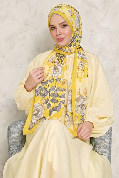BONASERA EŞARP Kadın Tesettür Şal Vual Şal Cupro İpeksi Dokulu Kırışmaya Daya...